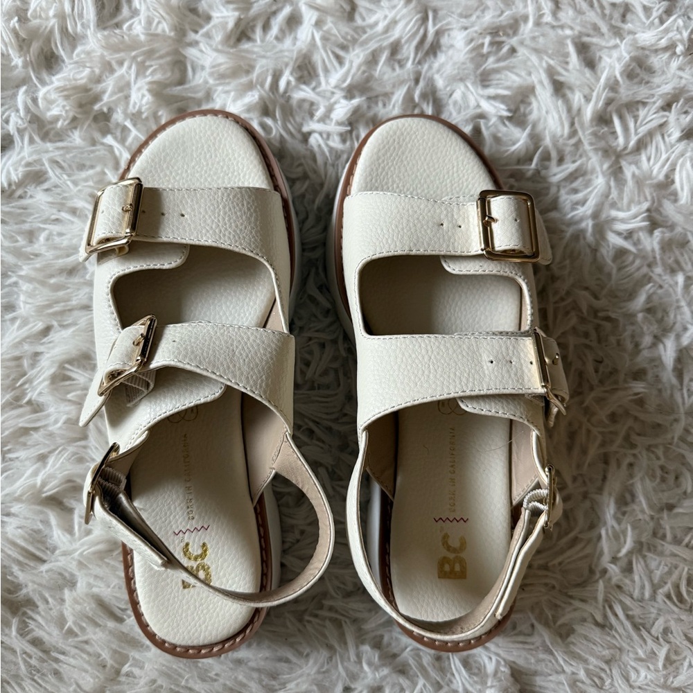 ❌SOLD❌Beige Double Strap Sandals - Picture 1 of 4